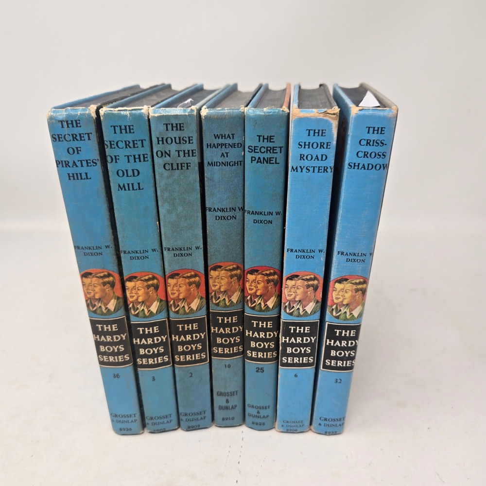 Hardy Boys Vintage Book Lot of 7 Franklin W Dixon Grosset Dunlap Blue Spine